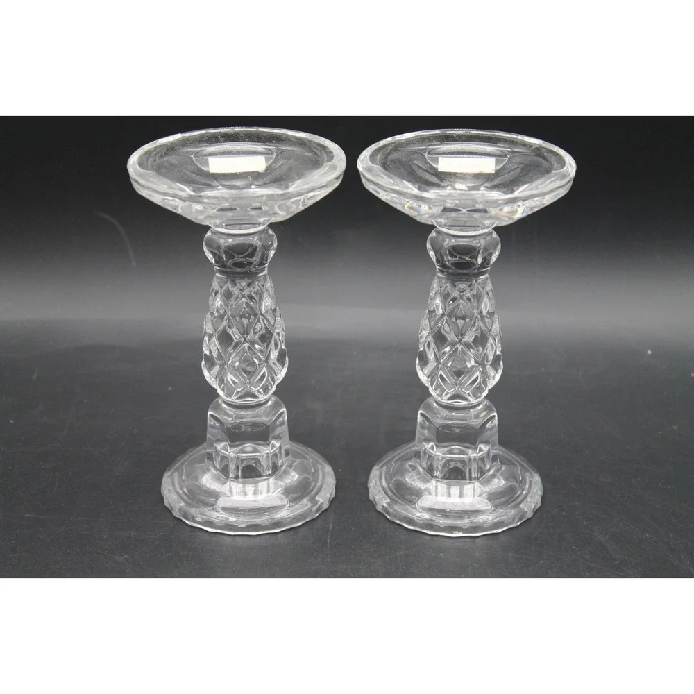 Marquis by Waterford Crystal Candlesticks Set of 2 Pillar Candle Holders w Box